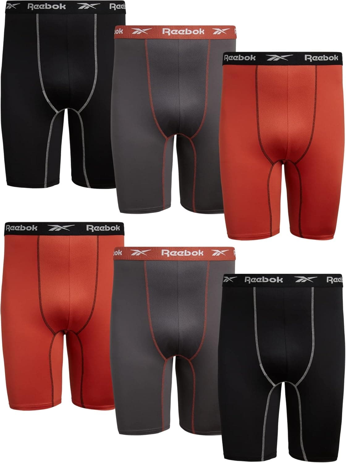 Reebok Men’s Underwear – Big and Tall Long Leg Performance Boxer Briefs (6 Pack)(2XL – 4XL)