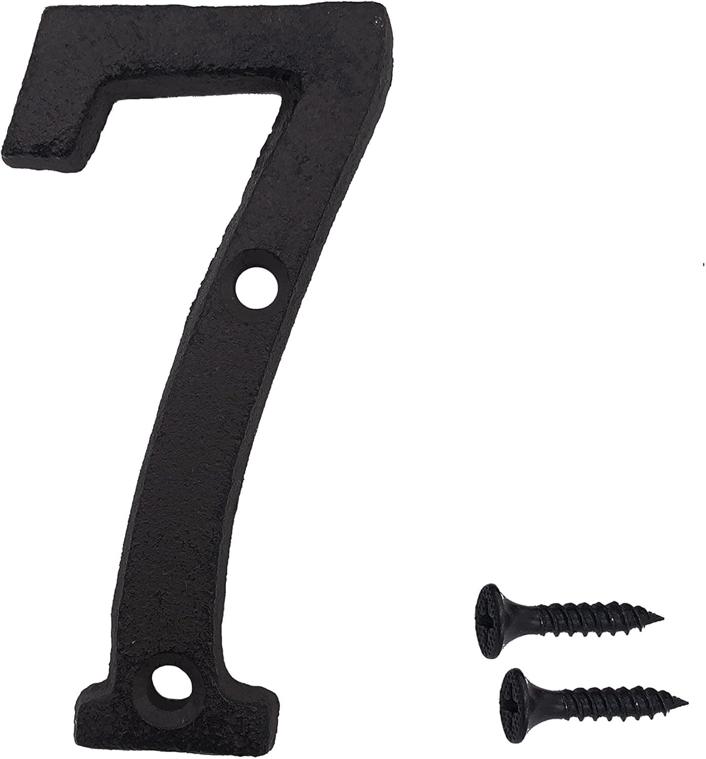 3 Inch Wrought Iron House Number, Matching Screws Included Black Number 7