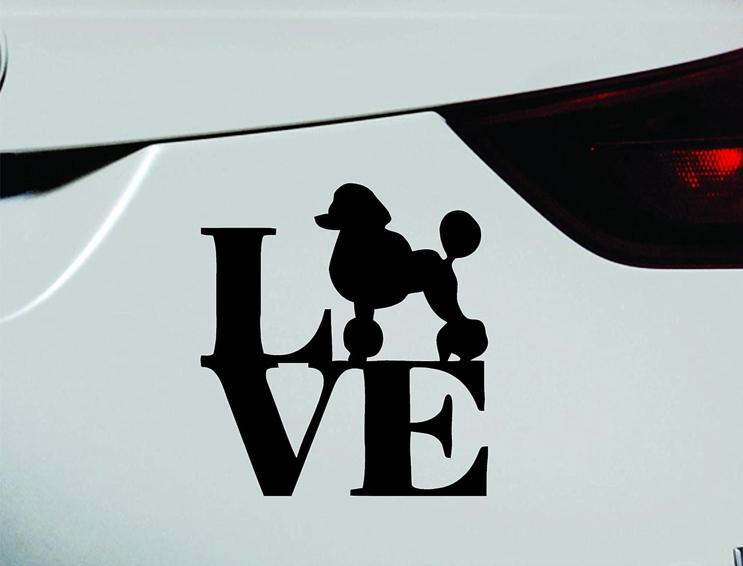 ExpressDecor Love Poodle Dog Symbol Decal Funny Car Truck Sticker Window (Black)