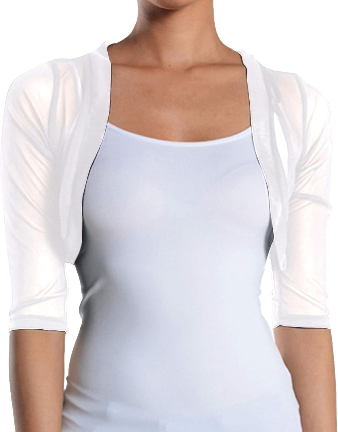 Fashion Secrets Junior`s Sheer Chiffon Bolero Shrug Jacket Cardigan 3/4 Sleeve