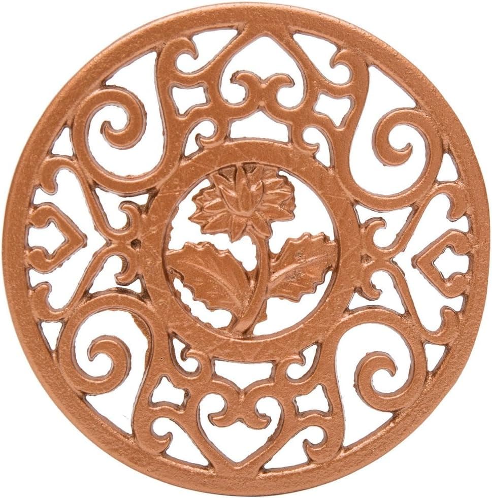 THY COLLECTIBLES Golden Cast Iron Trivet Teapot Tetsubin Stand, Floral Pattern Design