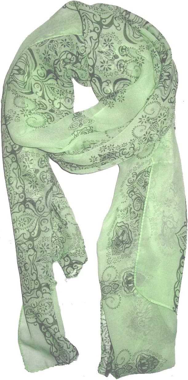 VISKEY Women Girls Fashion Soft Scarf Wrap Chiffon Shawl Silk Scarves,green,pattern