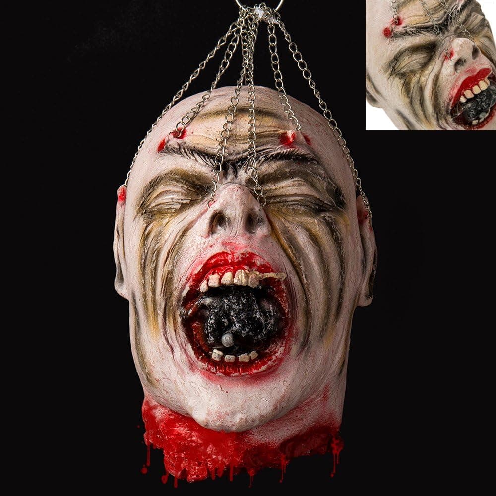 Cherry Juilt Severed Head Halloween Decorations Cut off Corpse Head Hanging Props Bloody Gory Latex Zombie Zombie Decoration