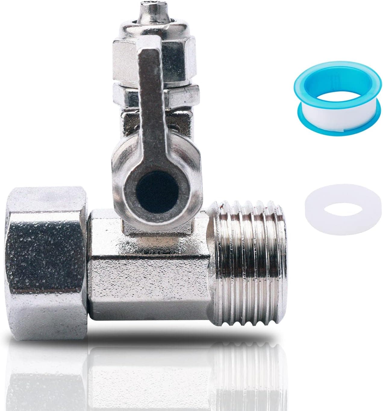 1/2 PT (3/4 Inch/19.5mm/20.3mm) to 1/4 Inch (6.5mm) RO Feed Water Adapter Ball Valve Faucet Tap Feed Reverse Osmosis