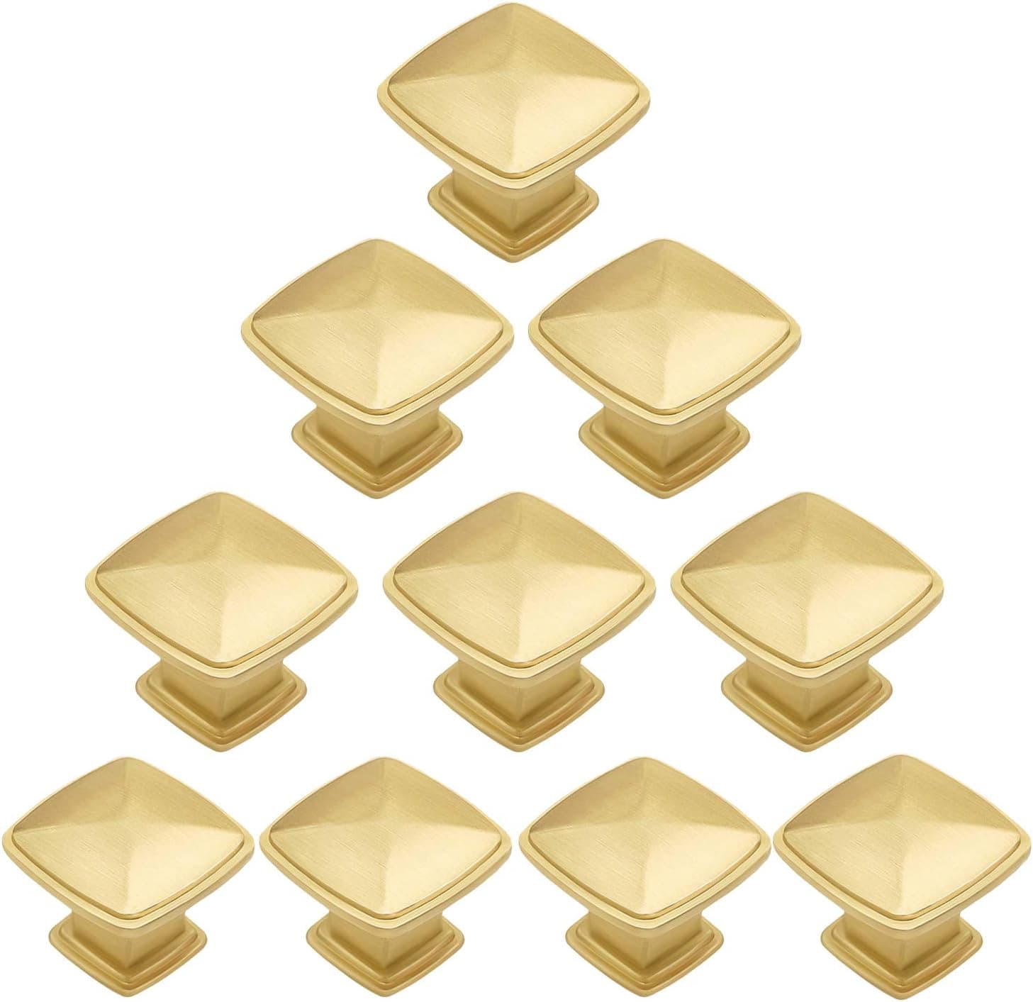 ldab 10 Pack Knobs Pulls for Cabinets and Drawers, Modern Gold Brushed Solid Zinc Alloy Knobs, Dresser Cupboard Closet Handles for Furniture Hardware Decorative-Gold