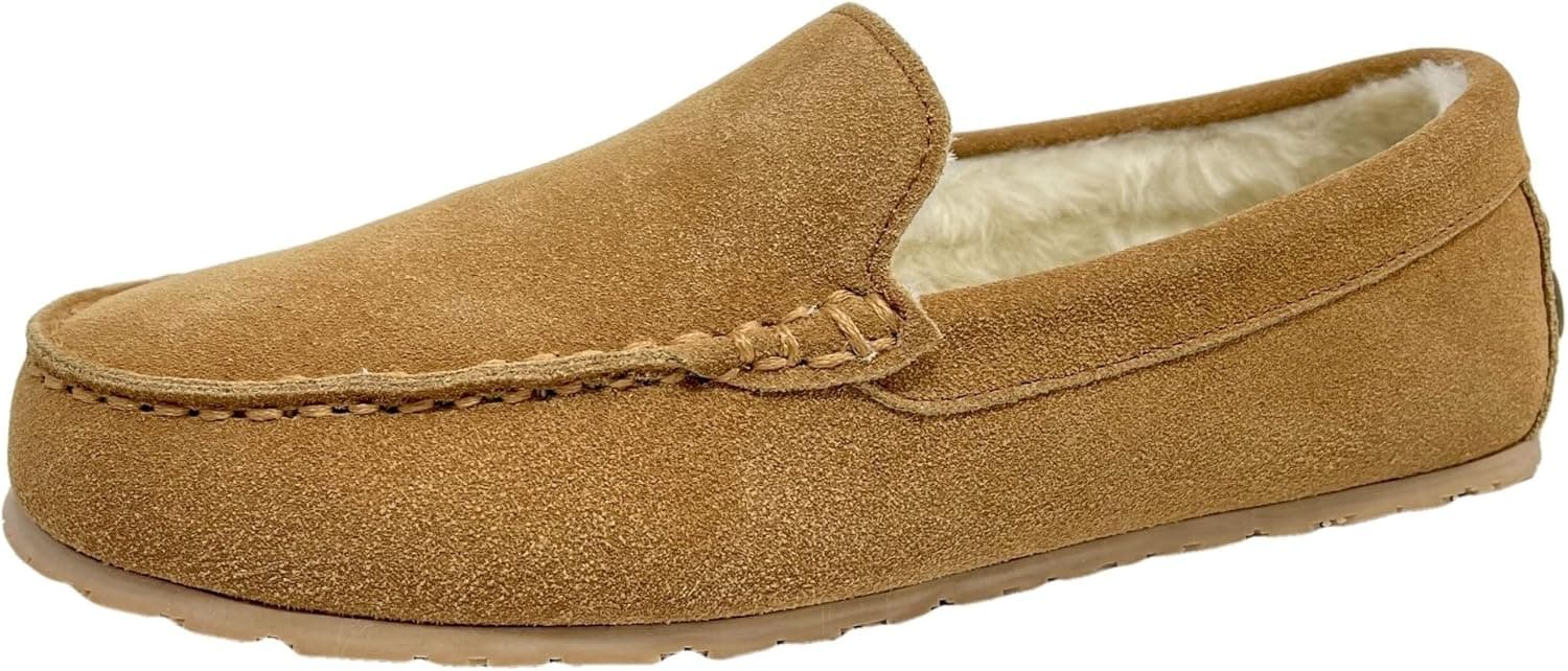 Clarks Mens Suede Moccasin Slippers Warm Cozy Indoor Outdoor Plush Faux Fur Lined Slipper For Men