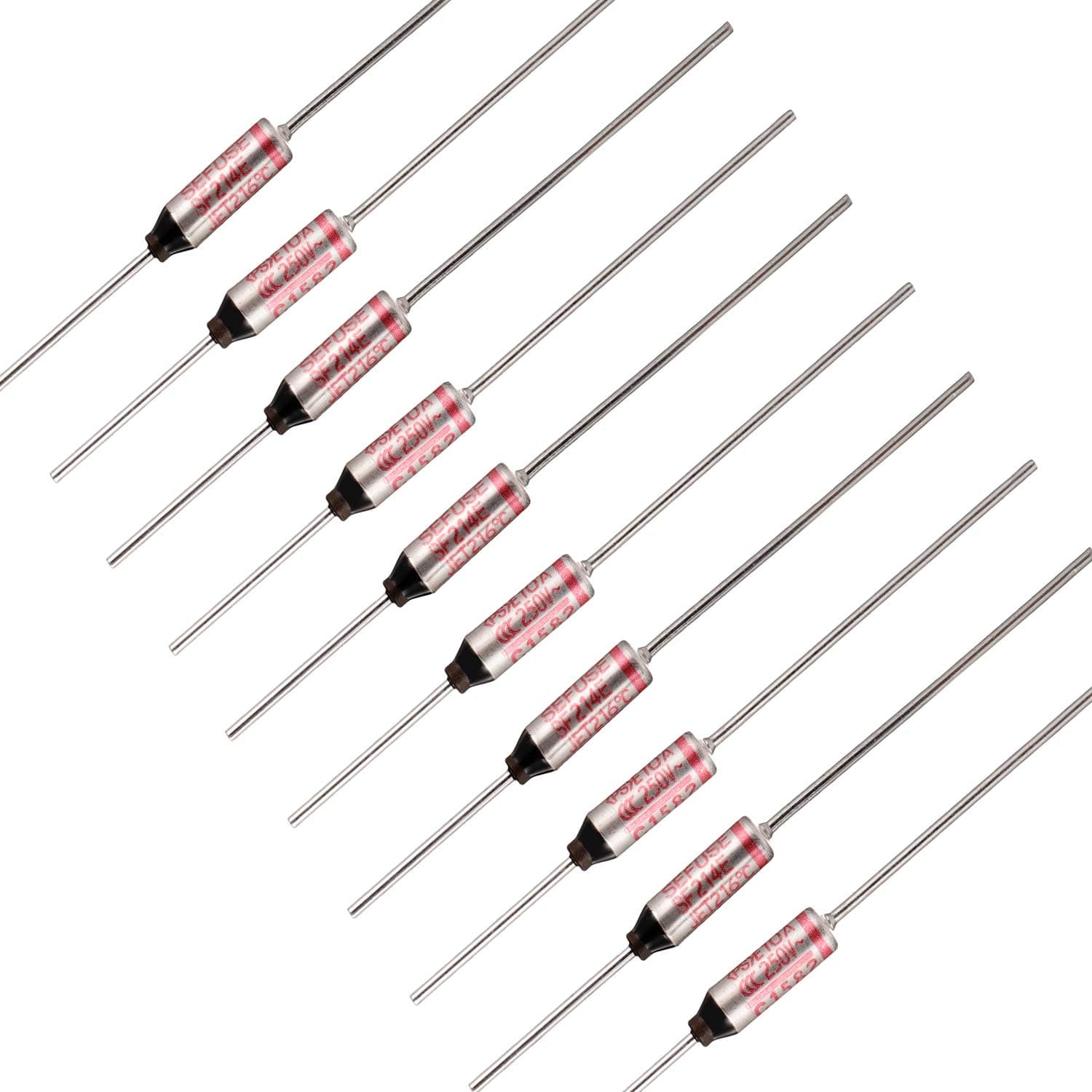 BOJACK SF214E SEFUSE 10A 250V Thermal Fuses 216 Degrees Celsius Thermal Cutoffs (Pack of 10 pcs)