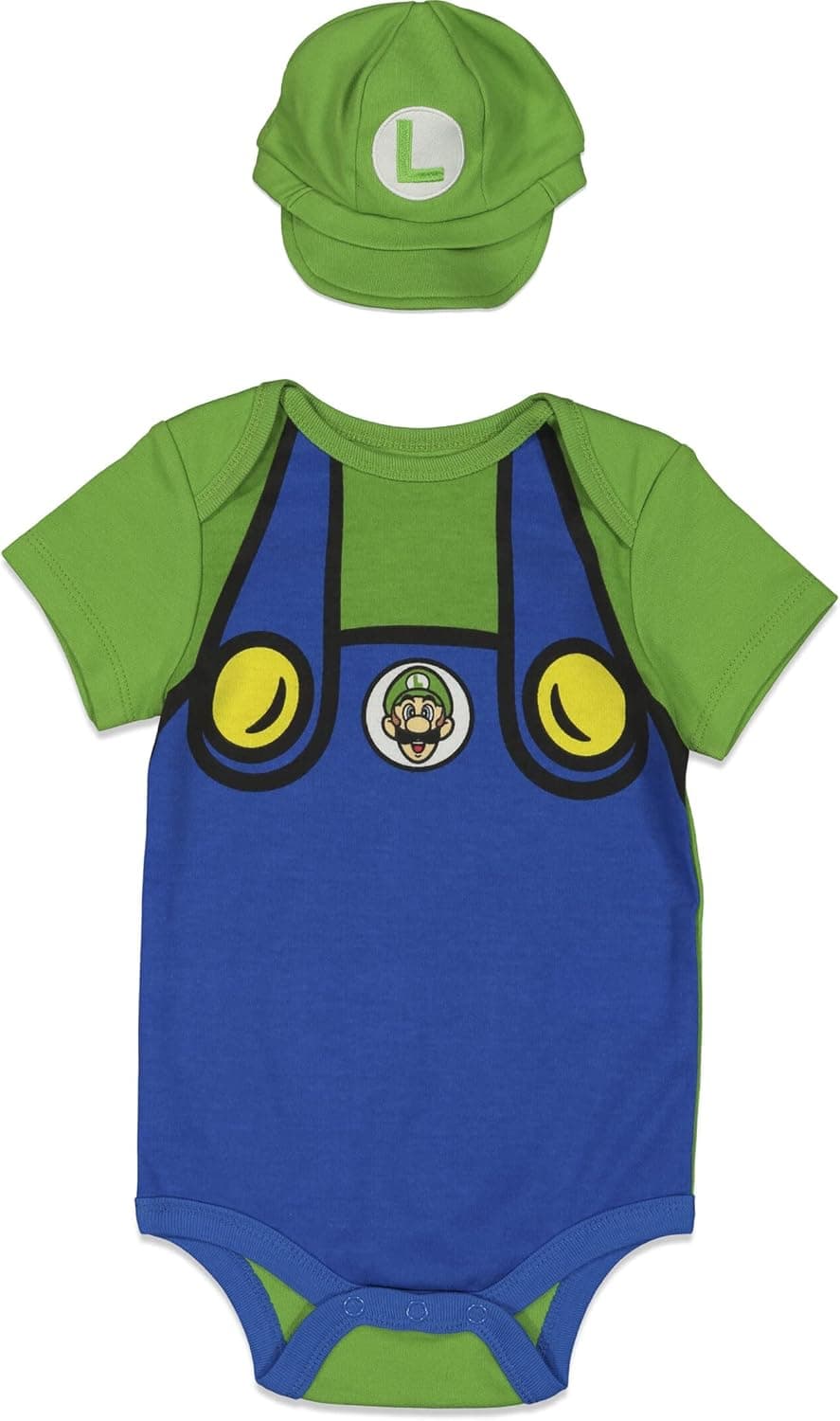 SUPER MARIO Nintendo Baby Costume Short Sleeve Bodysuit & Hat Infant to Toddler