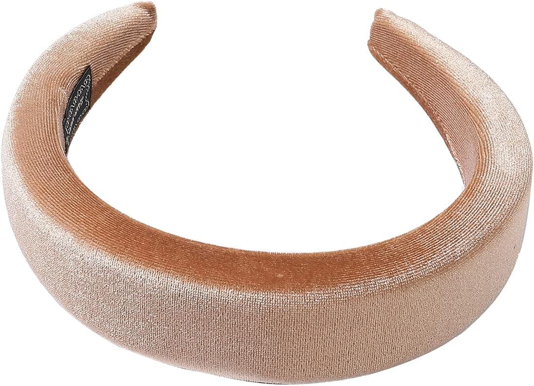 Xihui 1 Pc Puffy Headband, Sponge Headband for Women, Velvet Padded Headbands Hair bands, Wide Puffy Hair band Hair Accessory（Khaki