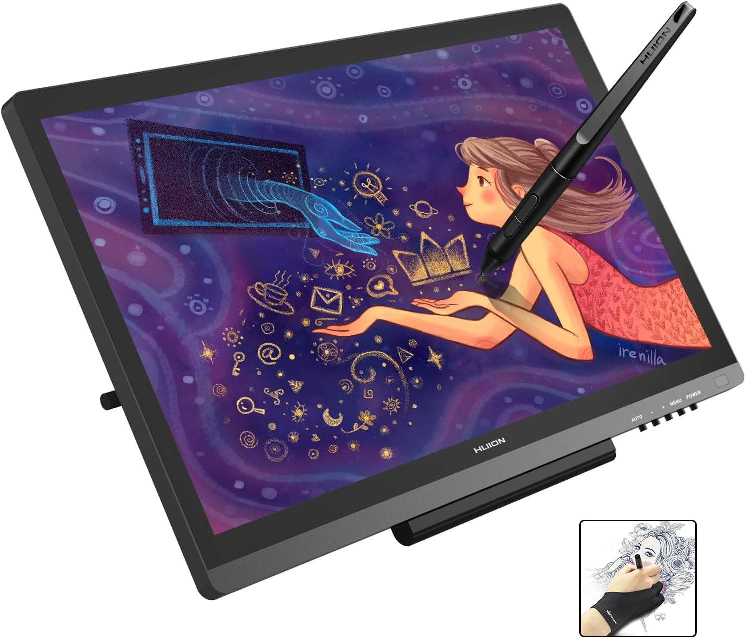 Huion KAMVAS GT-191V2 Graphics Drawing Monitor Drawing Tablets with IPS Screen 19.5 Inch 8192 Levels Pen Display for Windows and Mac PC