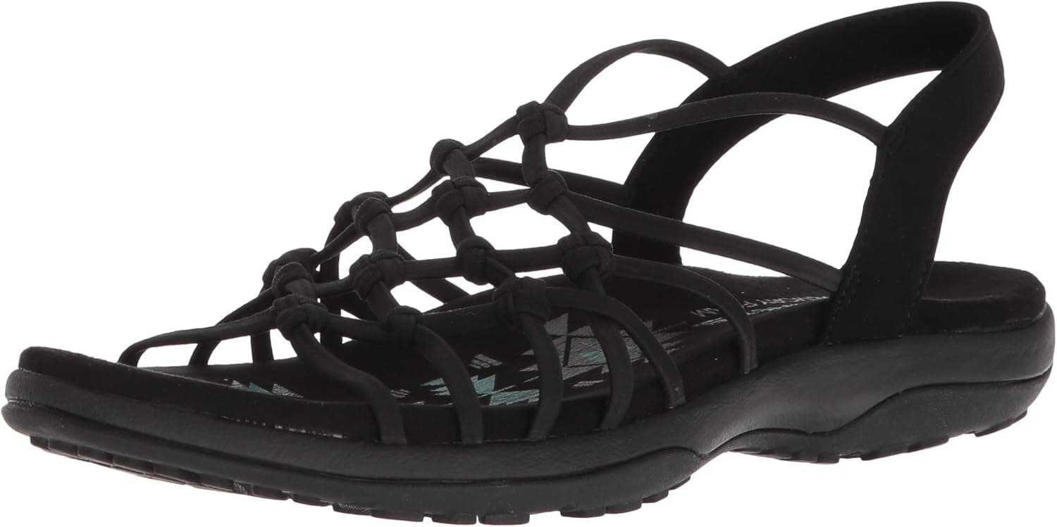 Skechers Women's Reggae Slim-Forget Knotted Web Gore Open Toe Slingback Sandal