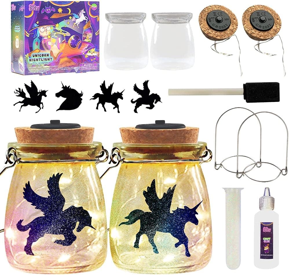 OwlForest Fairy Lantern Craft Kit for Kids, Kids Lantern, Fairy Toys, Arts and Crafts Jar Night Light for Girls - DIY Make Your Own Fairy Lantern Jar (2 Pack)