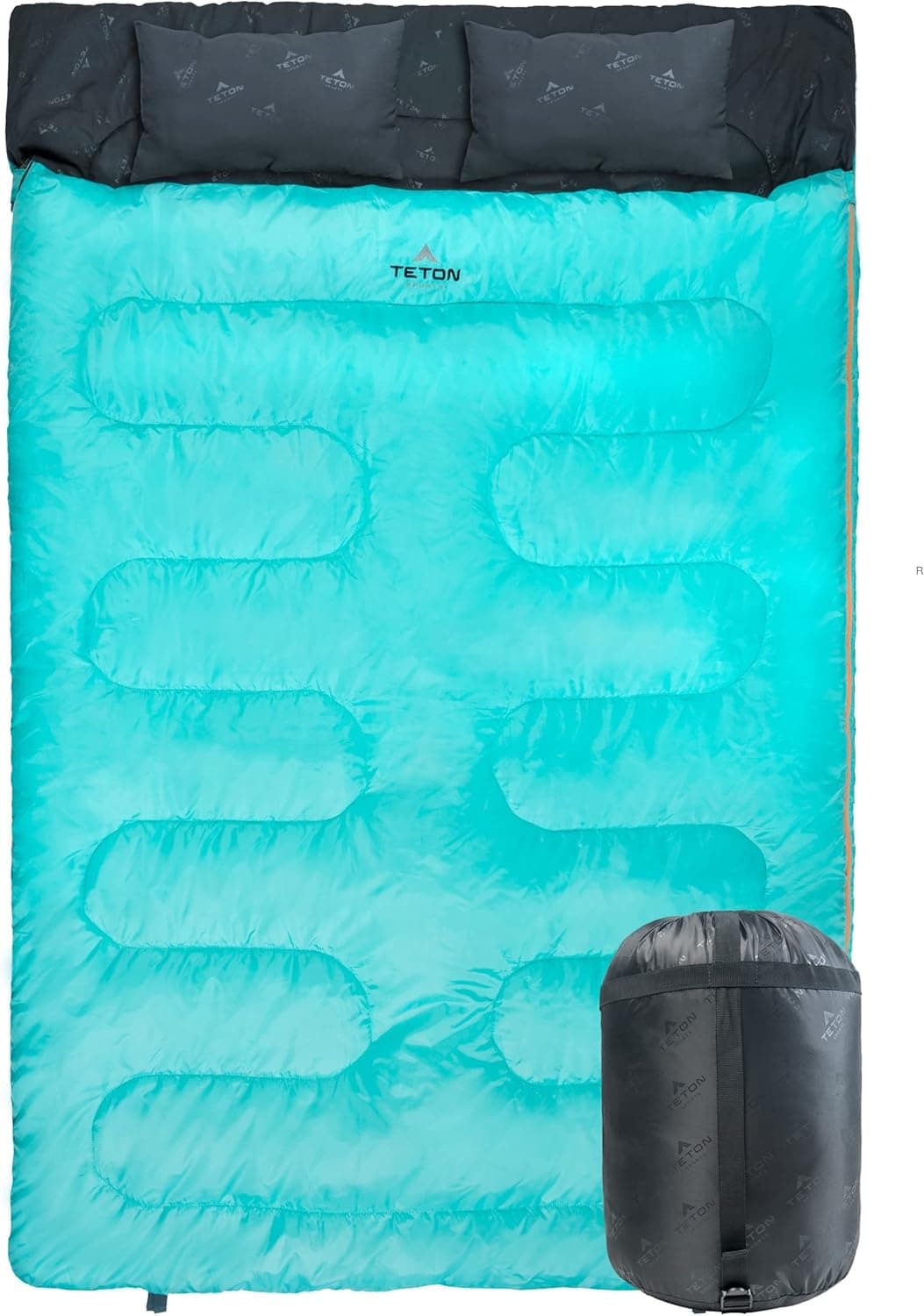 TETON Sports Cascade Double Sleeping Bag; Lightweight, Warm and Comfortable for Family Camping, Teal, 87" x 60"