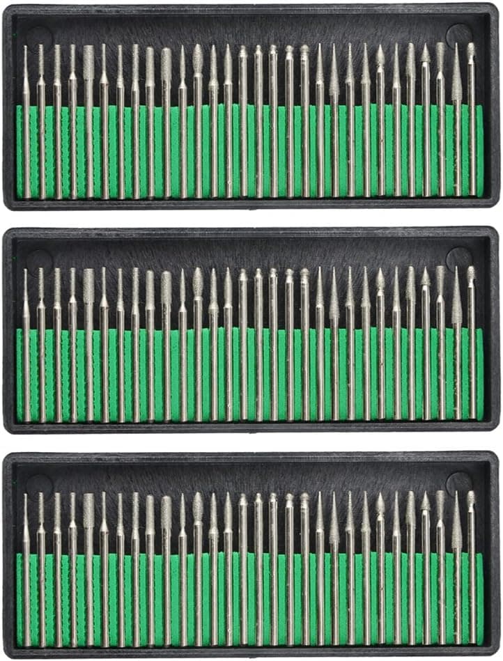 TOVOT 90-Piece Set of Assorted Diamond Burrs Bits Engrave Craving Polishing for Glass Gemstone Metal Rotary Tools
