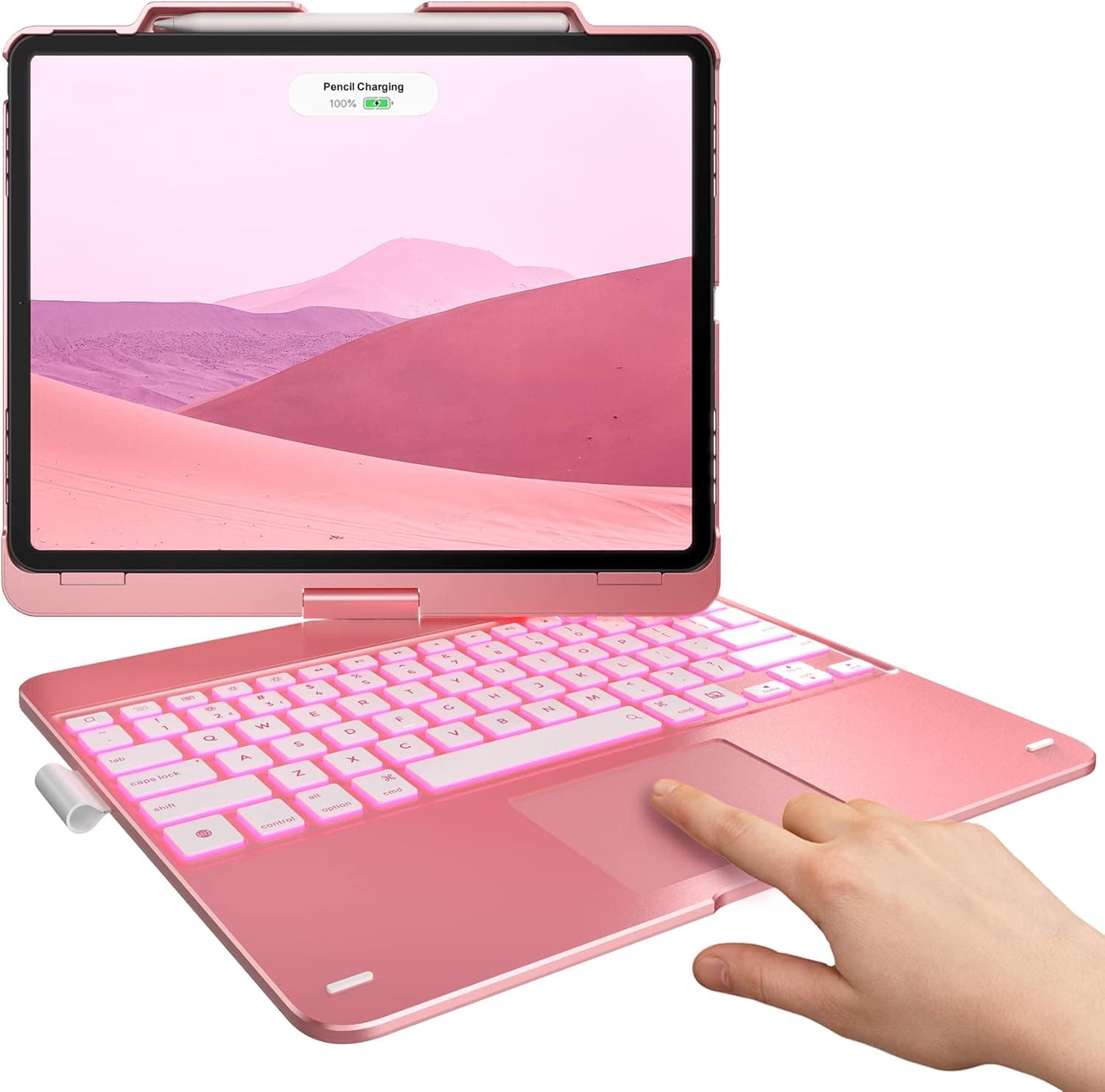 typecase Touch Keyboard Case for iPad Pro 12.9 (6th Generation, 2022) - Trackpad, 360° Rotatable, Backlit Keyboard with Pen Holder for iPad Pro 12.9 5th (2021) & 4th (2020) & 3rd Gen - Rose Gold