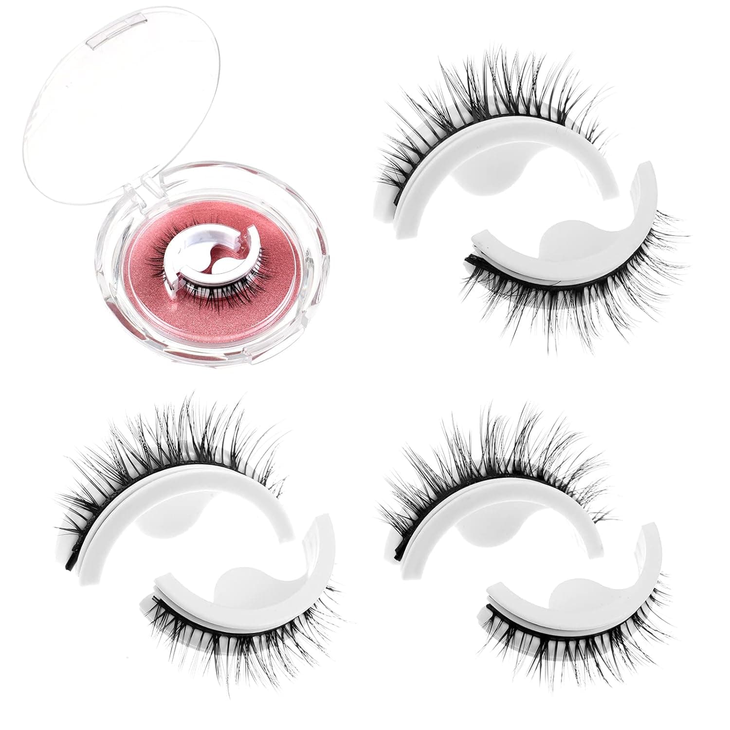 3 Pairs Reusable Self-Adhesive Eyelashes No Glue or Eyeliner Needed Natural Look Eyelashes Wispy Long Extension Eyelashes Easy To Put On Waterproof Fake Lashes Gift for Women (Type A)