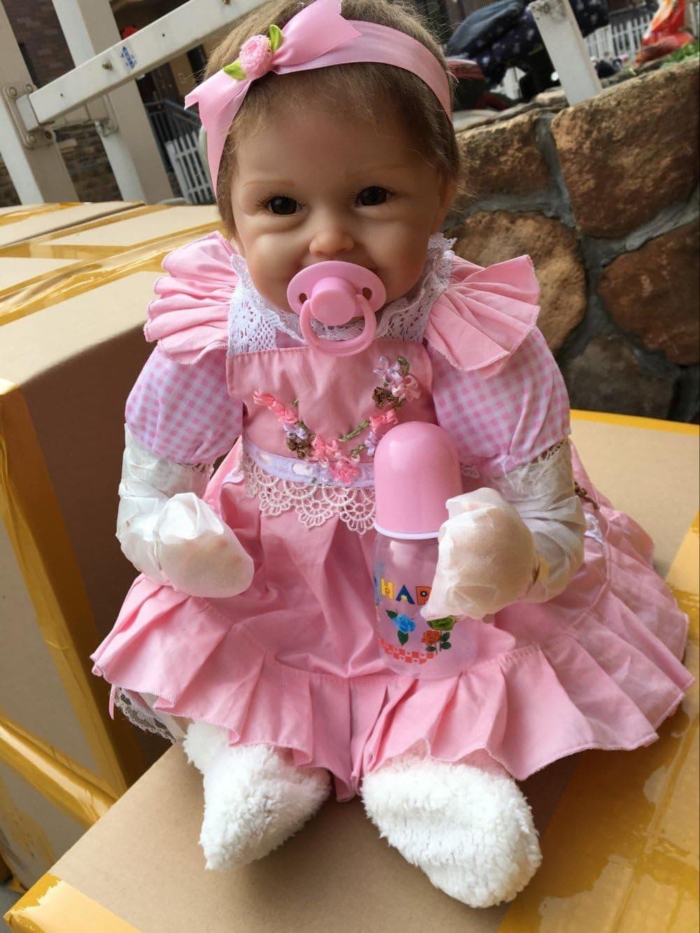 Pinky Lifelike 18Inch 45cm Reborn Baby Dolls Soft Doll Silicone Body Realistic Looking Reborn Dolls Handmade Newborn Baby Toddler Child Birthday and Xmas Gift