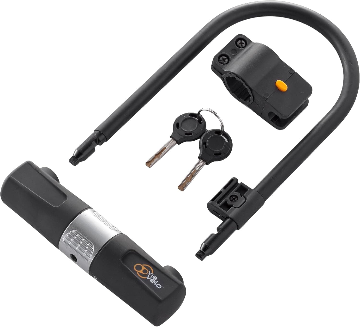 Bike Lock With U Shackle - Via Velo Heavy Duty Bike U-Lock with 11mm Shackle and Mounting Bracket (for Tube Dia:27-29mm and 32-34mm) For Dirt Bike Road Bike Mountain Bike Electric Bike Folding Bike