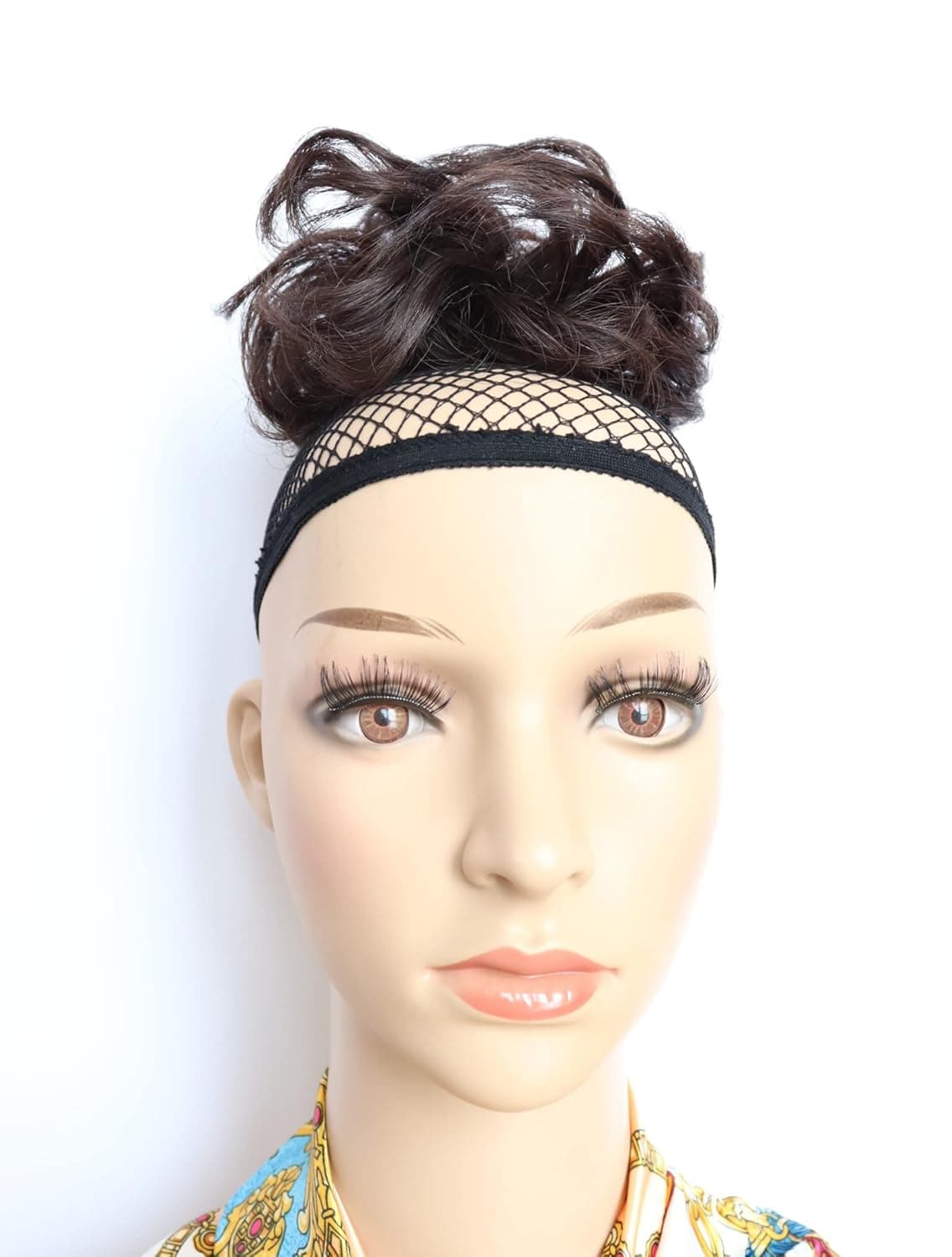 AXJDEX Human Hair Messy Bun Scrunchies Instant Real Hair Piece for Women Girls Kids Ponytail Hair Pieces Natural Invisible Wavy Curly Updo Donut Chignon Extensions (HC#Brown Black)