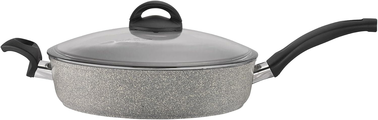 BALLARINI Parma by HENCKELS 3.8-qt Nonstick Saute Pan with Lid, Made in Italy , Durable and Easy to clean, Granite