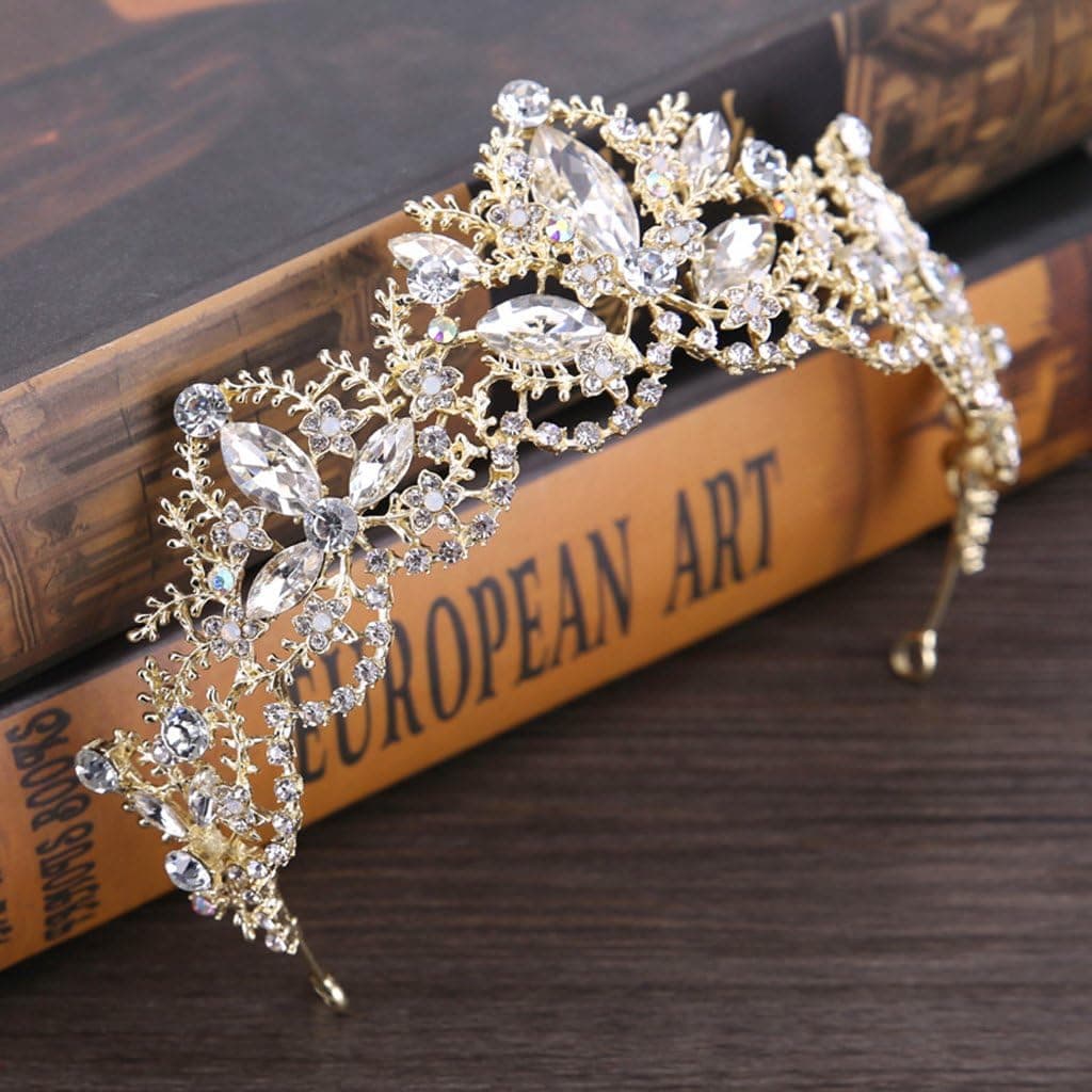 slowsilent Baroque Princess Tiaras Wedding Crown Bride Bridesmaid Tiara Hair Decor Accessory