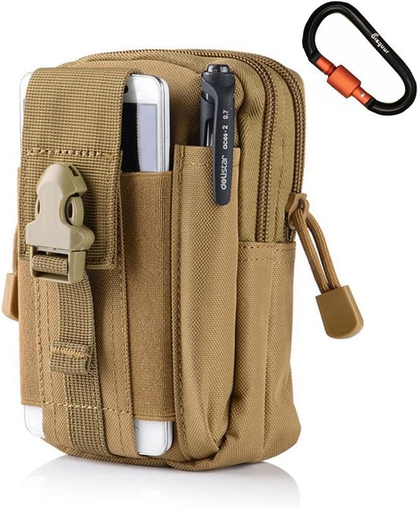 Bisgear Emergency Survival Kit Tactical Molle Pouch with Survival Bracelet, Fire Starter, Whistle, Wood Cutter, Water Bottle Clip, Tactical Pen
