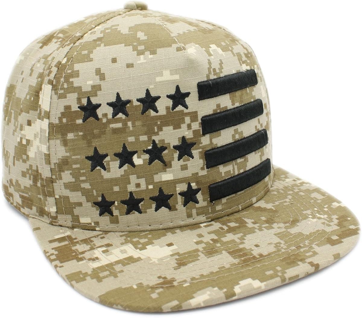 LAFSQ Embroidered USA Flag Camouflage Snapback Cap