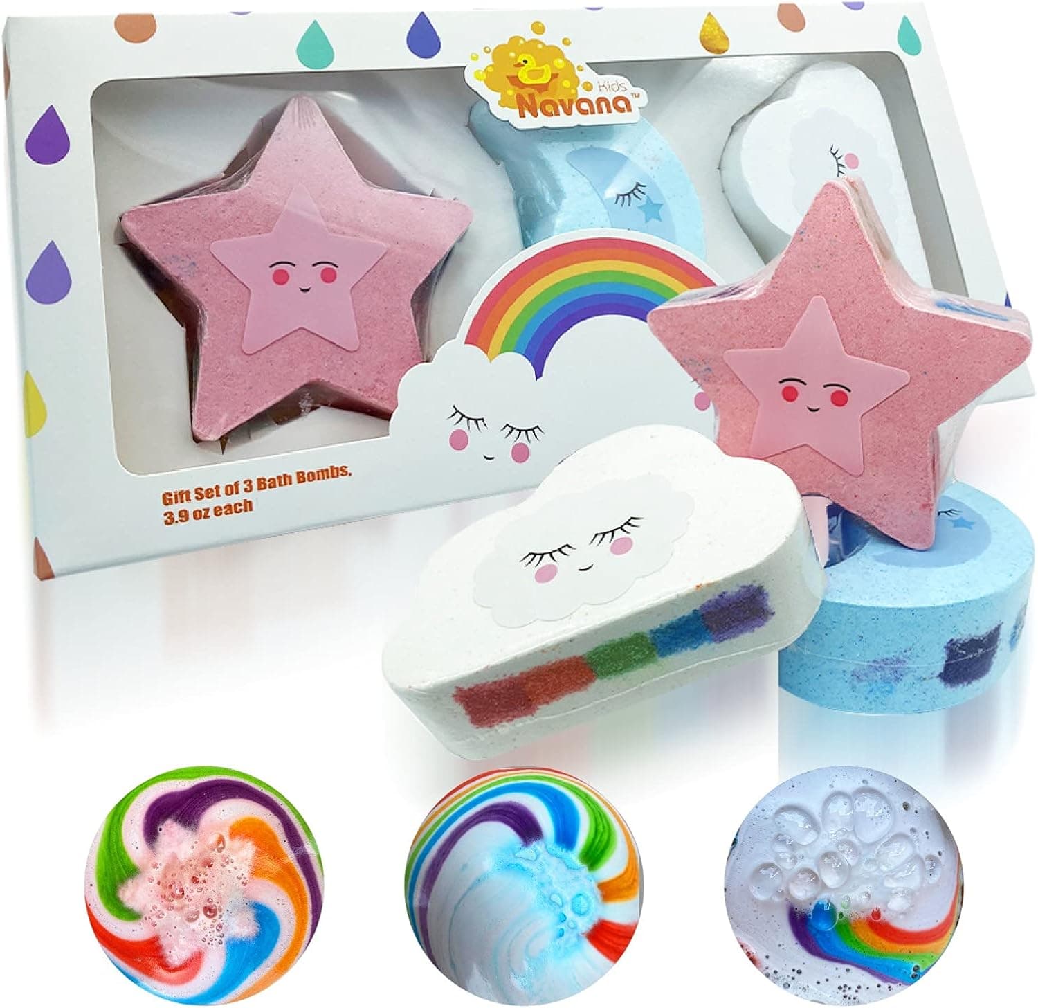 NAVANA Bath Bomb Gift Sets - Rainbow Bath Bomb, Dinosaur Bath Bomb, Galaxy Bath Bombs - Special Birthday Gifts Bathbomb Surprise for Kids (12 oz)