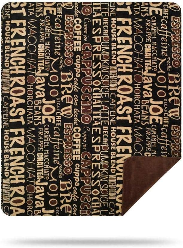 Denali Ultimate Comfort Home Décor Throw Blanket, Plush, Hand-Stitched, Super Cozy Blankets Made in The USA, Coffee Break