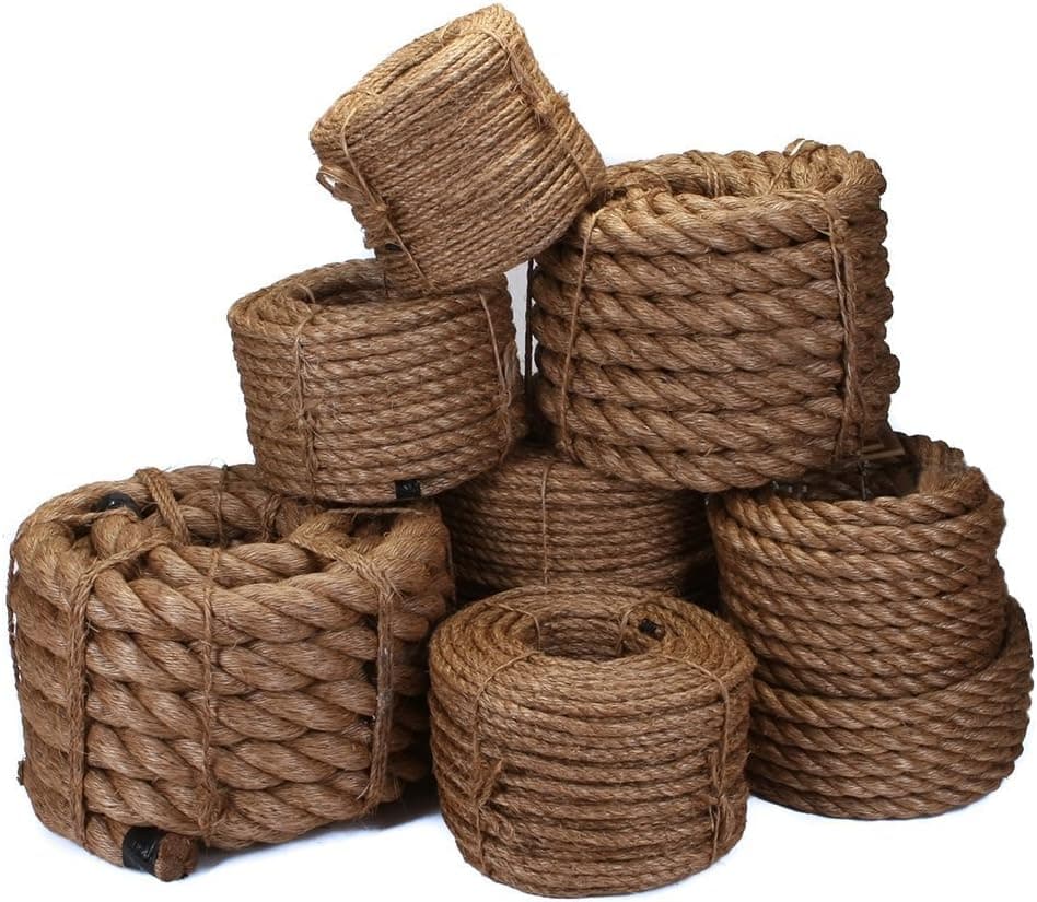 Ravenox Natural Manila Rope Cordage | (1/4 inch x 100 feet) | Premium Twisted Cord for Climbing, Landscaping, Decorations, Tug of War or General Purpose | Pre-Cut Lengths in Every Diameter