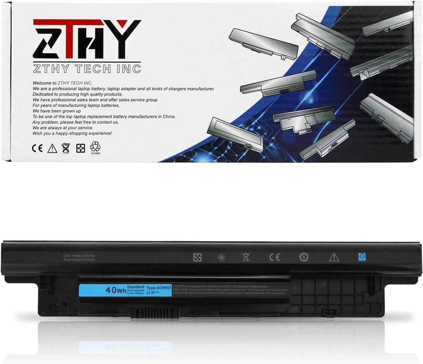ZTHY New XCMRD (14.8V 4-Cell 40WH) Laptop Battery Replacement for Dell Inspiron 14 3421 15 3521 17 3721 14R 5421 15R 5521 17R 5721 Vostro 2421 2521 3421 3521 Series MR90Y