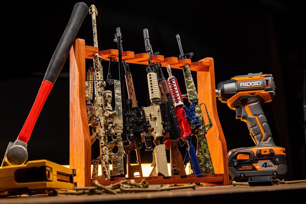Miniature Gun Model Rack Fits 7 GoatGuns | Wood