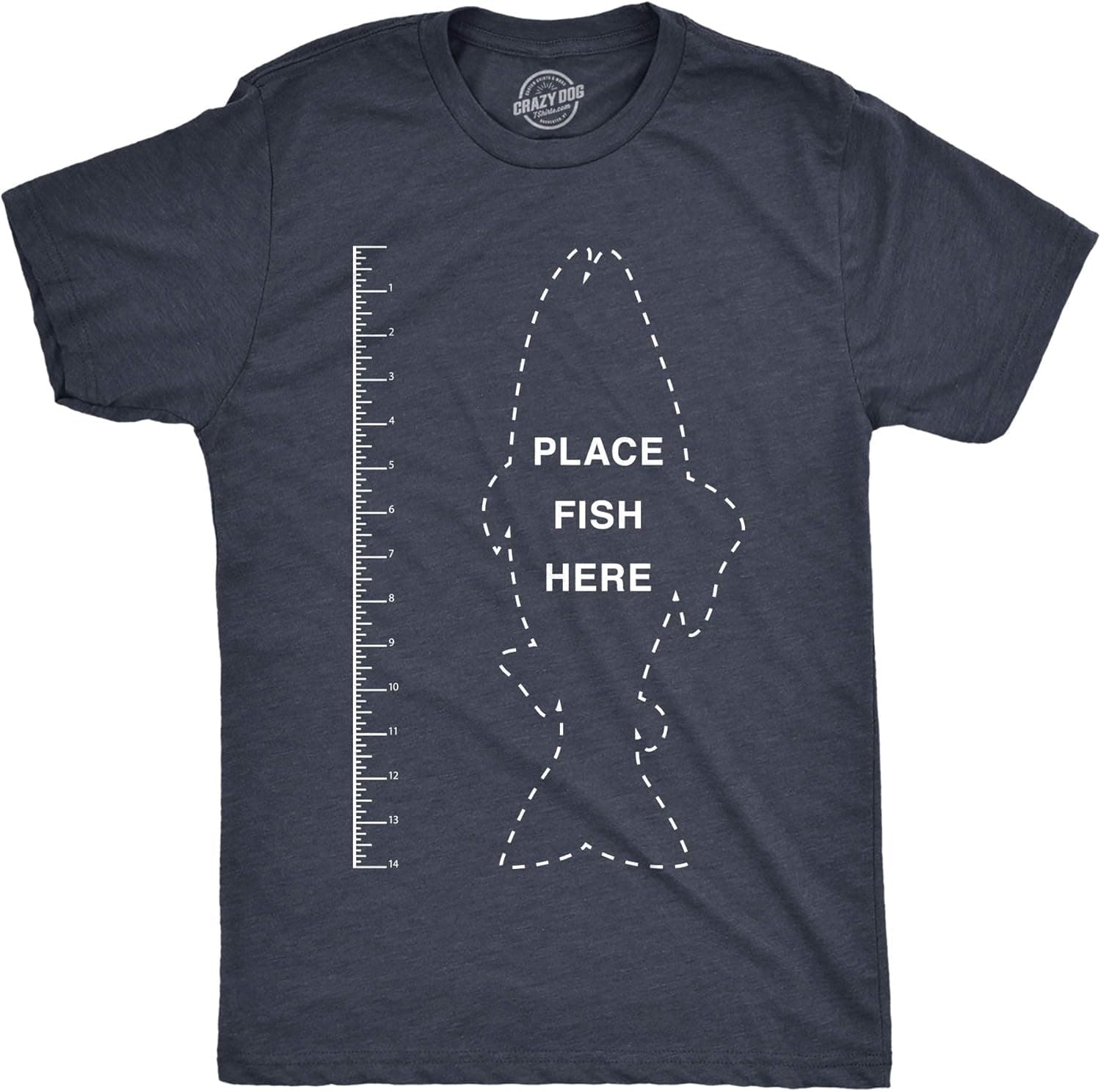 Mens Fish Ruler Tshirt Funny Fishing Measurement Tee