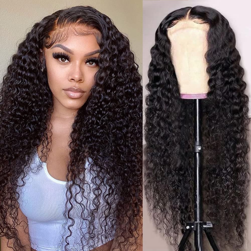 TOPREM Human Hair Wigs for Black Women Deep Wave Lace Front Wigs Human Hair Brazilian Curly Wig 150% Density Glueless Lace Wigs Pre Plucked with Baby Hair (26 inch)