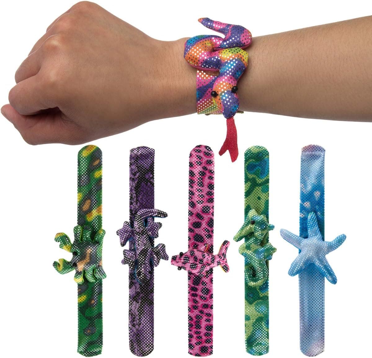 Illinois Industrial Tool Great Lakes Wholesale (6 Pack) Assorted Animal Slap Bracelets for Kids Party Favors Bulk Toys for Boys Girls