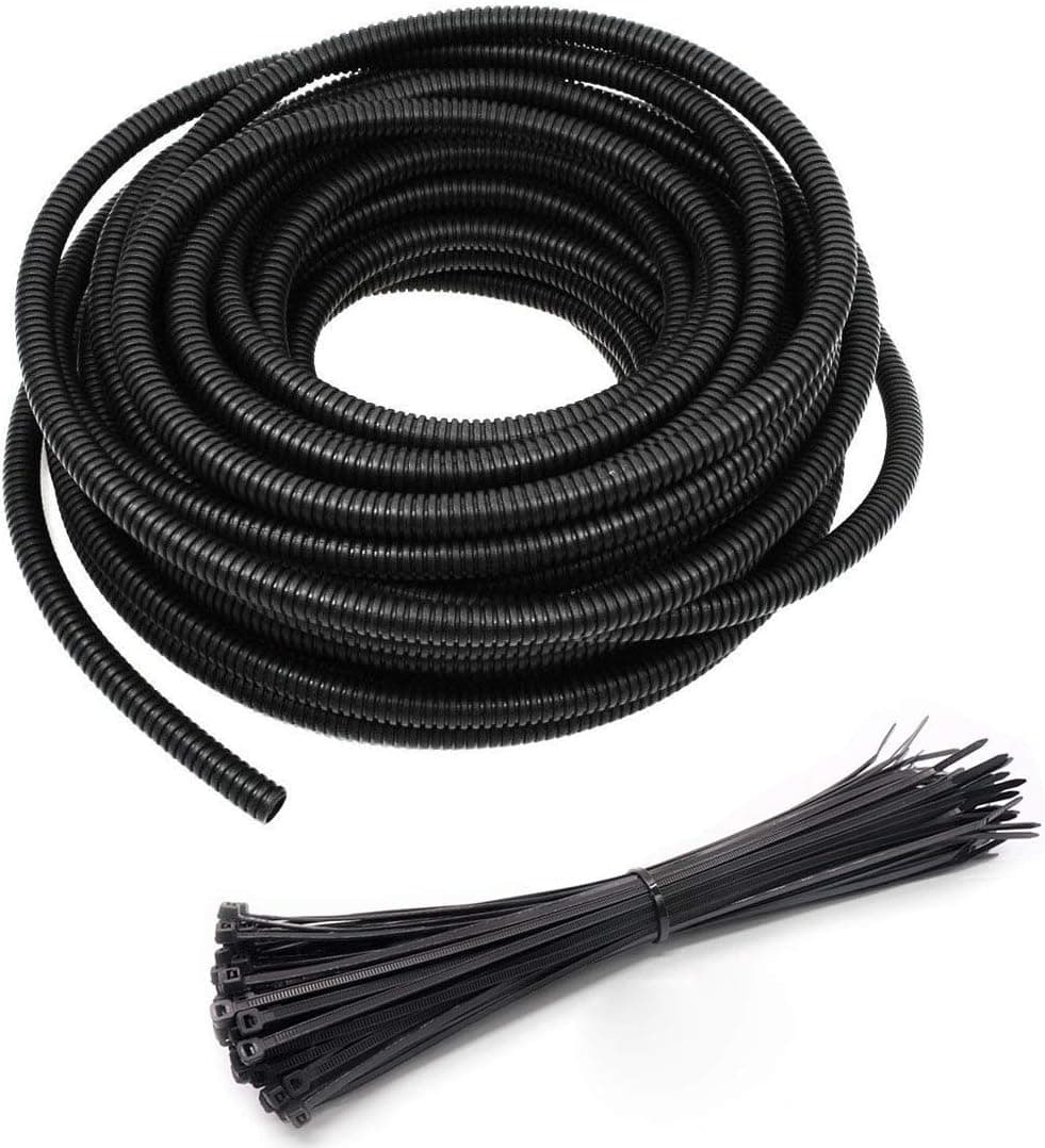 VALMIRI 16.4FT Wire Loom Split Tubing Polyethylene Flexible Conduit Lndustrial Electrical Wire & Cable Conduit Black (Size 1/2")