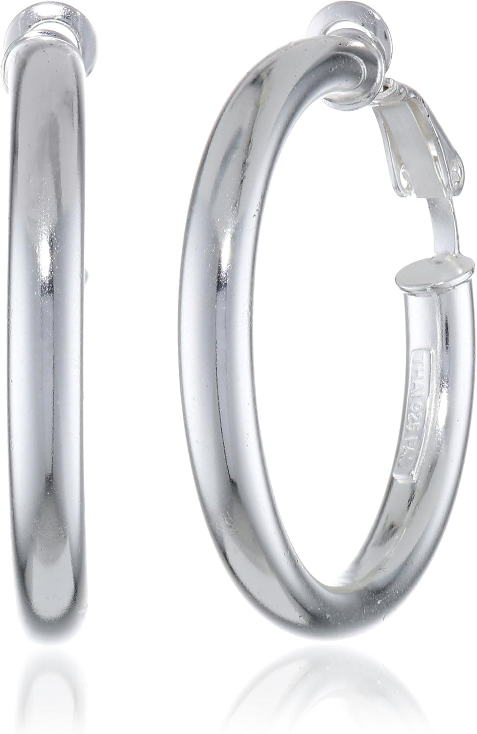 Amazon Collection Sterling Silver Polished Clip Hoop Earrings