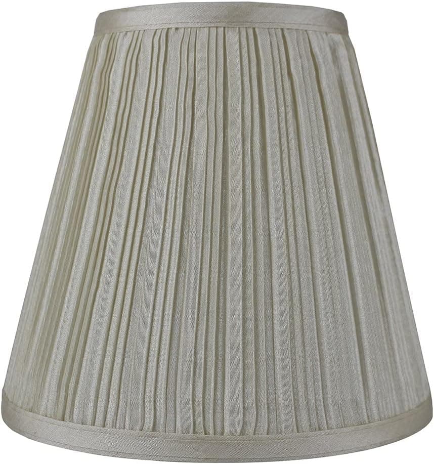 Urbanest Hardback Empire Lamp Shade 5-inch by 9-inch by 8.5-inch, Cream Pleated Faux Silk, Spider Washer Fitter