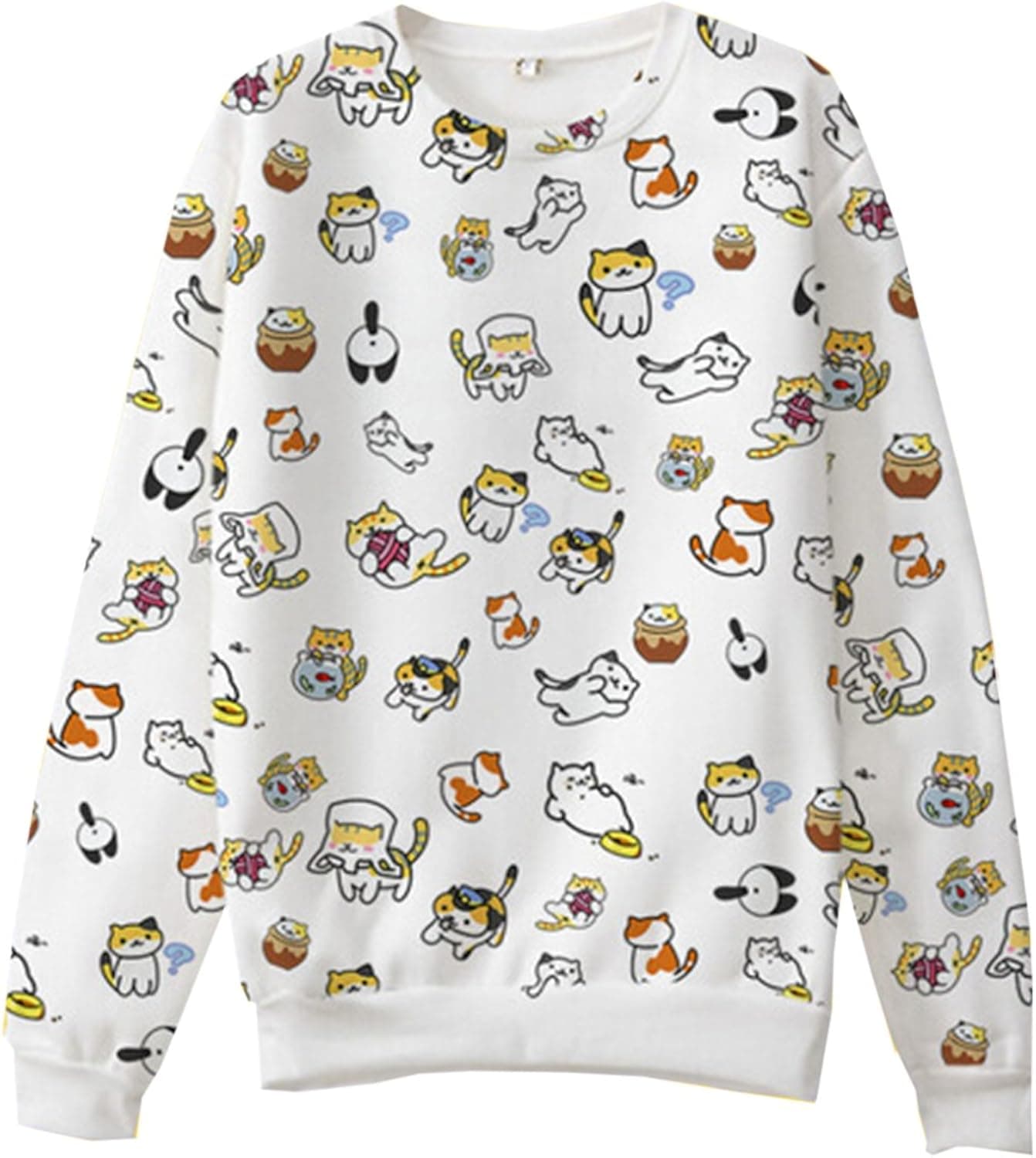 Cartoon Game Neko Atsume Cute Cat Sweater Cotton Polyester Unisex Sweatshirt