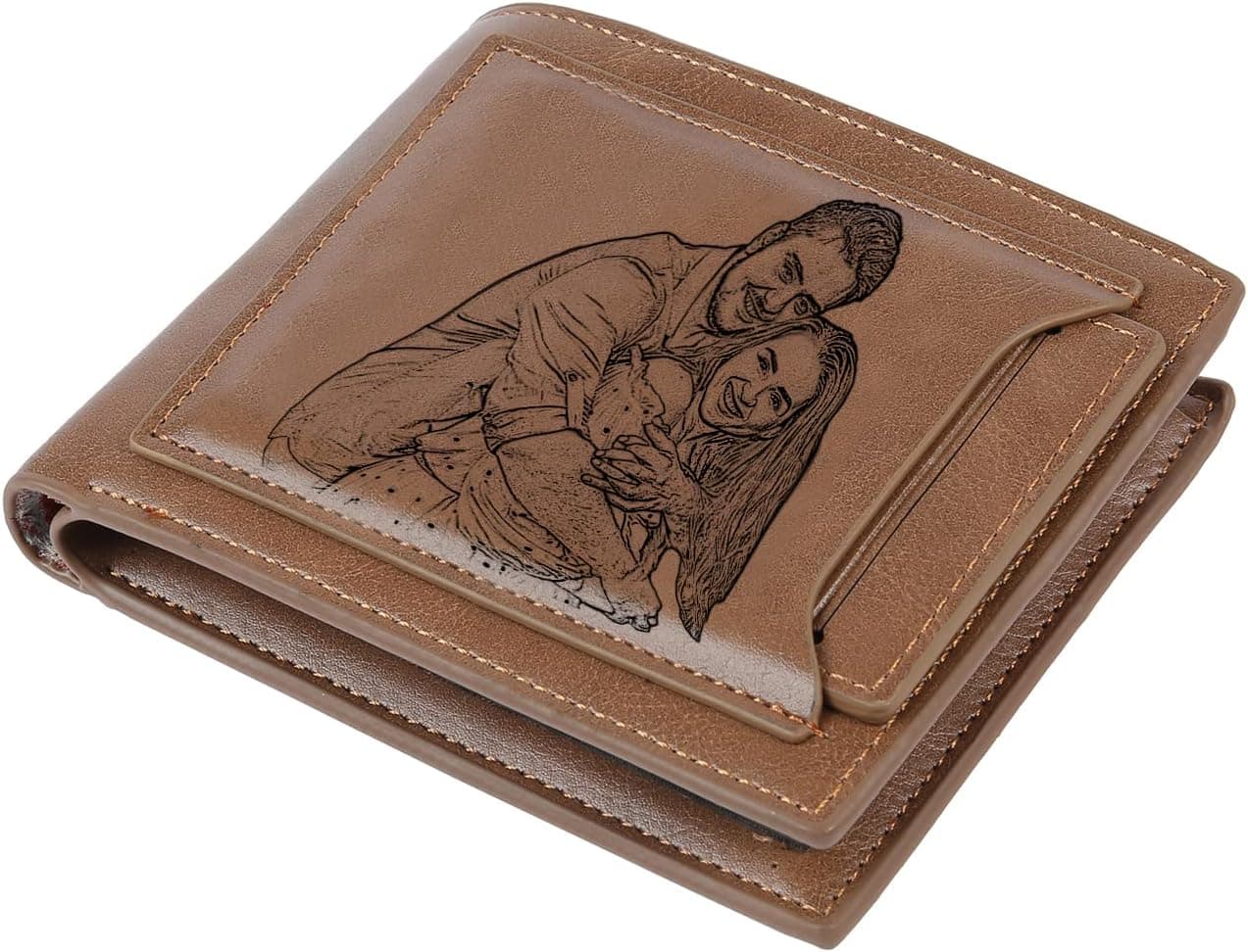 Bijouweled Personalized Mens Wallets, Custom Photo & Text Wallet for Men, Gift for Him, Fathers Day Gift, Boyfriend Gift, Christmas Gift for Him (Style 1)
