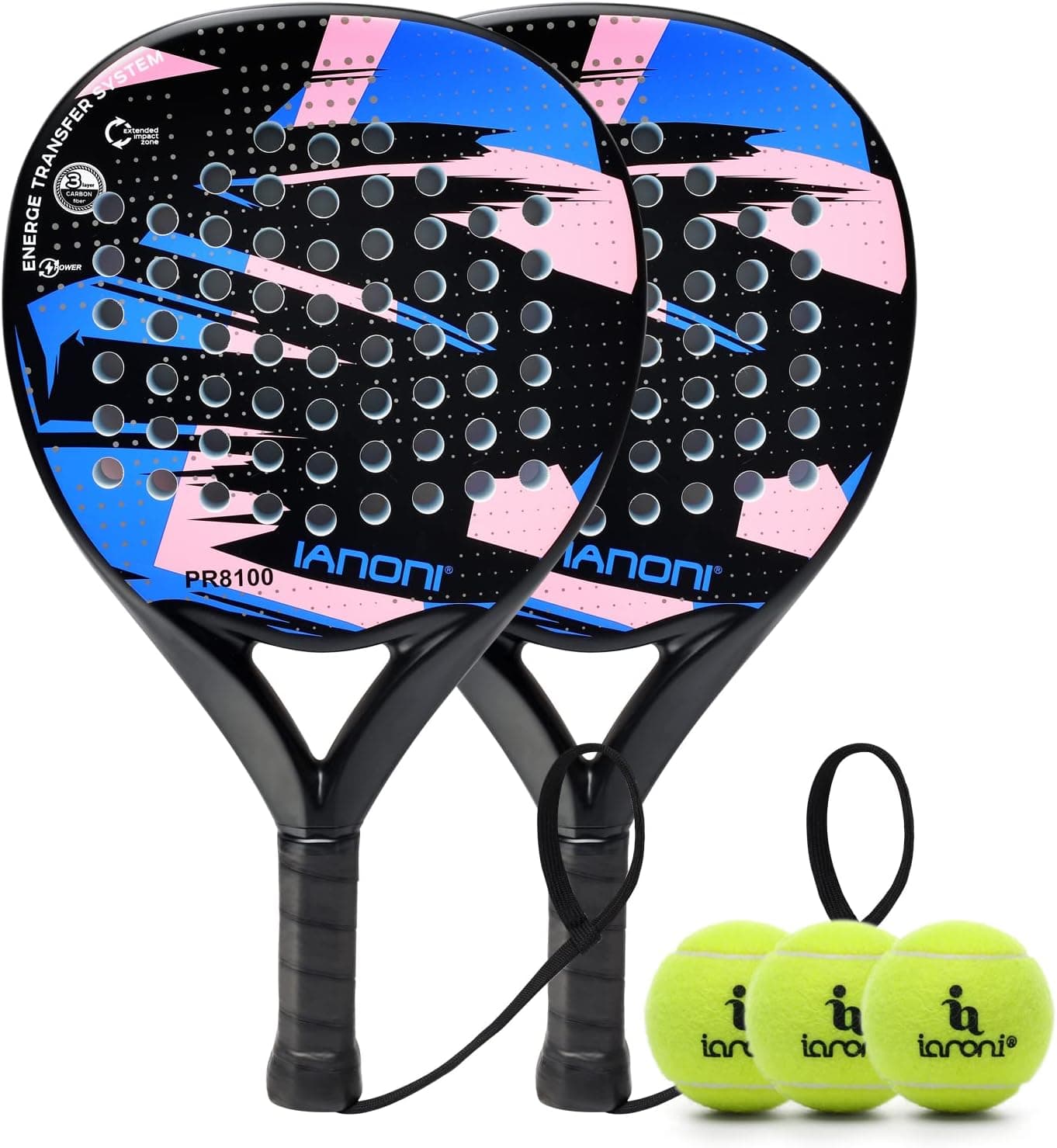 Padel Racket Carbon Fiber Surface with EVA Memory Flex Foam Core Padel Tennis Racquets Lightweight