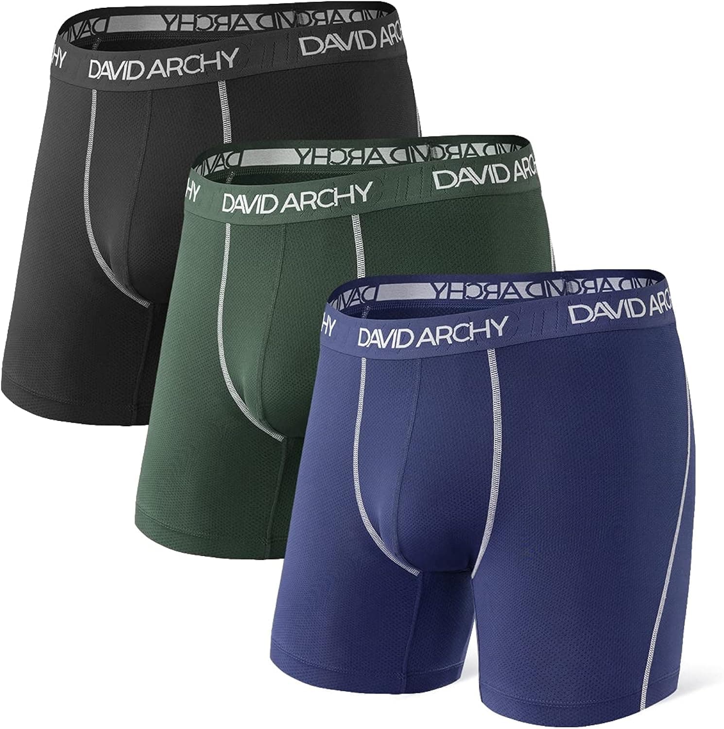 DAVID ARCHY 3 Pack Men's Ultra Soft Mesh Quick Dry Sports Underwear Breathable Boxer Briefs