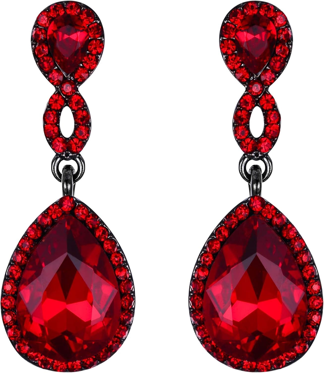 EVER FAITH Women's Rhinestone Crystal Elegant Wedding 8-Shaped Teardrop Pierced Dangle Earrings Clear