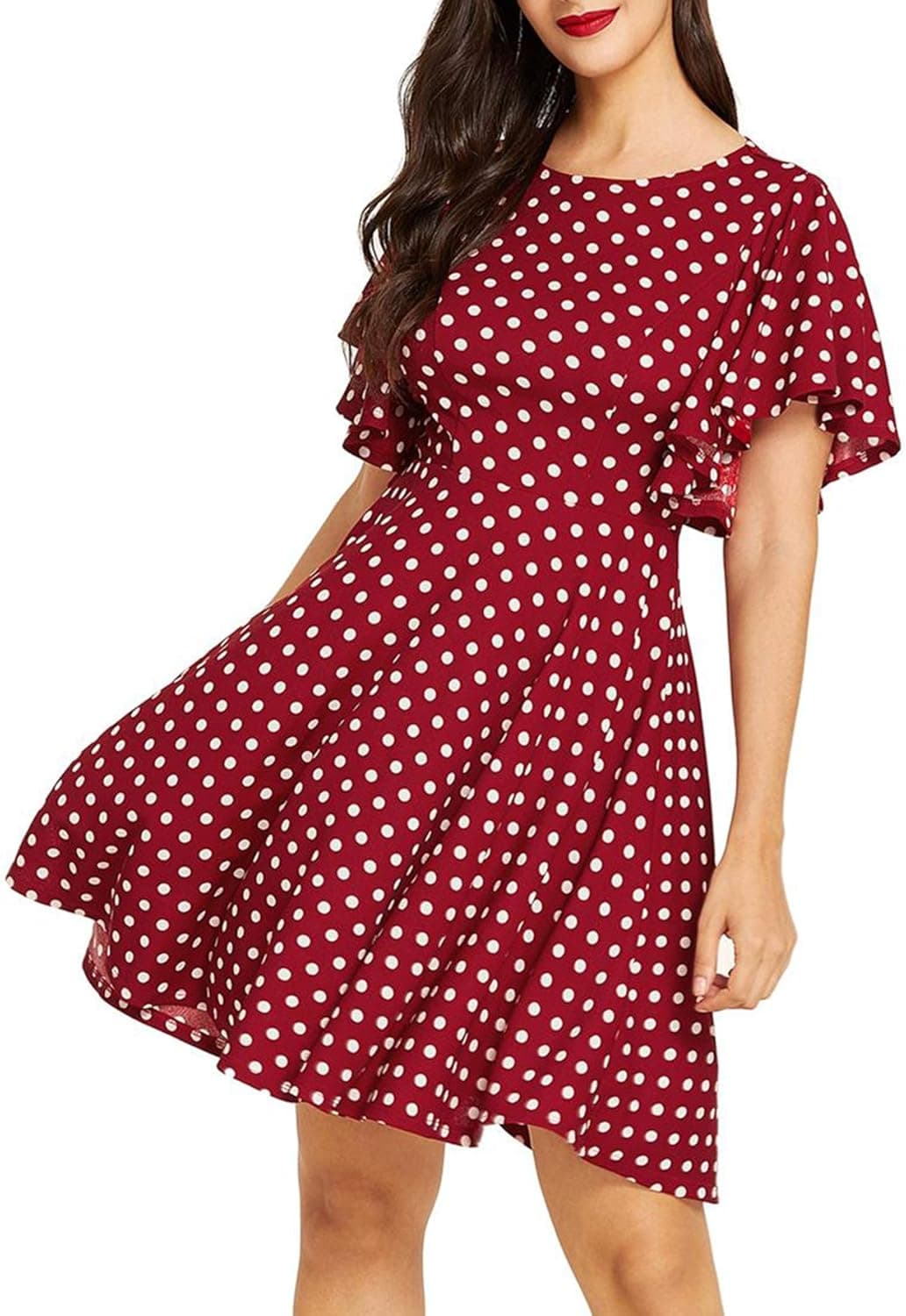 Romwe Elegant Polka Dot Dress for Women A Line High Waist Cocktail Dresses