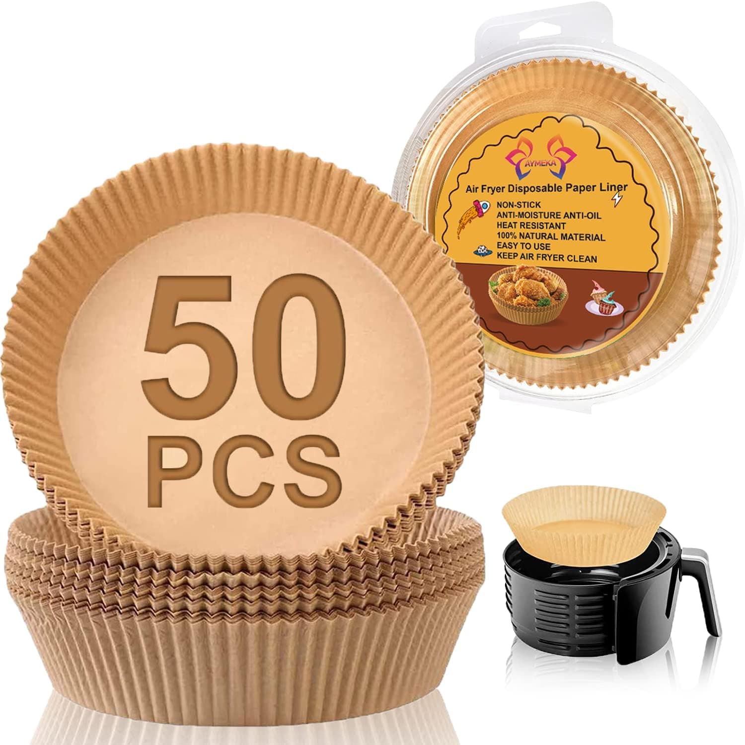 Disposable Paper Liner -50Pcs Disposable Liners - Non-stick Parchment Paper - Parchment Paper Liner- Baking Paper for Oil-proof