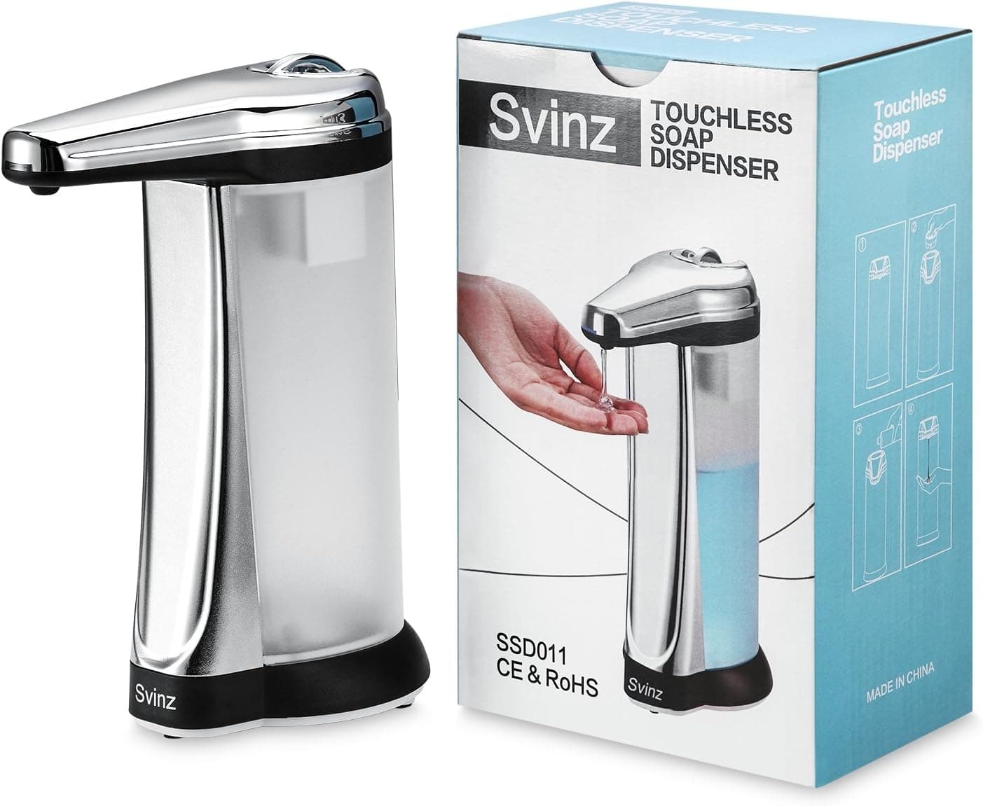 SVINZ 15 OZ. Touchless Automatic Soap Dispenser Chrome - Upgraded Version