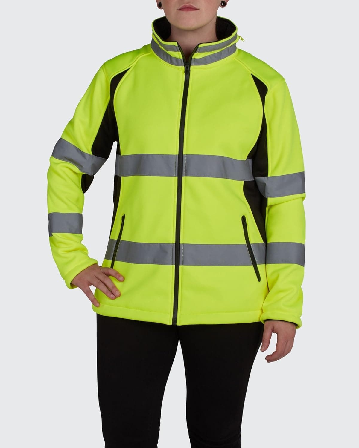 Old Toledo UHV668-YEL-2X Hi-Vis Ladies Full Zip Soft Shell Jacket, Yellow
