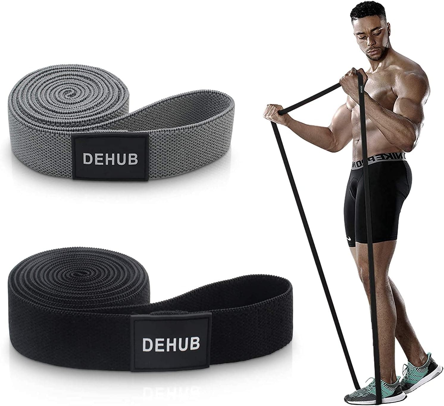Pull Up Assistance Bands, DEHUB Fabric Long Resistance Bands High Elasticity Stretch Fitness Bands for Men & Women, Loop Bands Set for Full Body Workout & Weight Training -Carry Bag Included (2Pack)