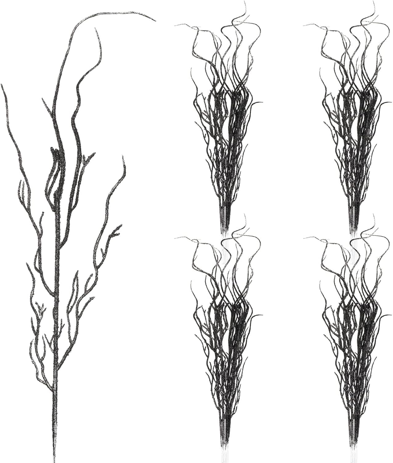 Yunsailing Valentine's Day Lifelike Curly Willow Branches, Valentine's Day Party Decorative Dried Artificial Twigs,18 Inch Fake Sticks Vintage Vines/Stems DIY Plants for Home Farmhouse Decor (Black)