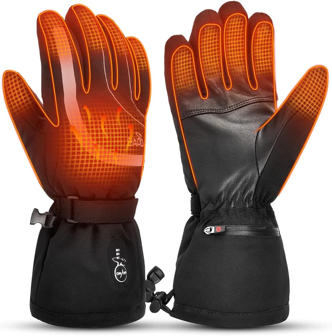 Heated Motorcycle Gloves with Touch Screen Battery Winter Gloves for Men Woman Waterproof Windproof Thermal Gloves for Cycling Skiing Driving Climbing Hiking Camping Running Freezer Work Cold Hands